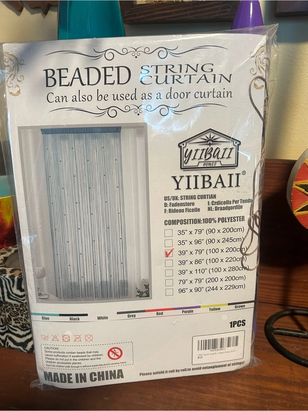 Beaded String Curtain in Champagne Color